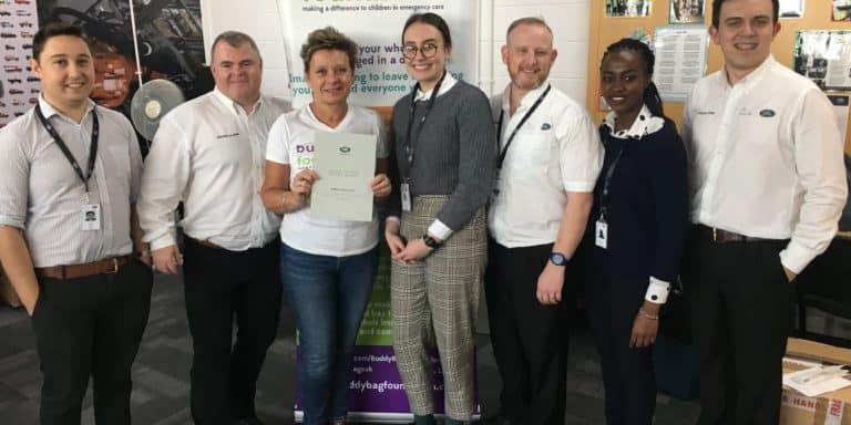 Jaguar Land Rover team and The Buddy Bag Foundation