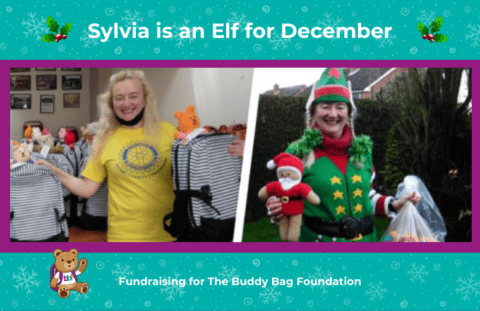 Sylvia dressing up as an elf